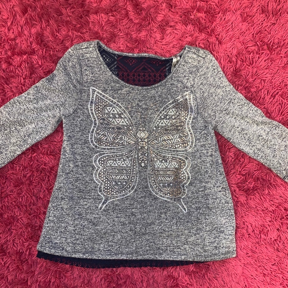 Long Sleeve Butterfly High Low Sweater